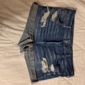 AE High-waisted distressed denim short shorts